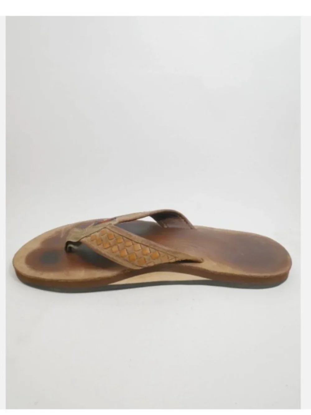 Rainbow Sandals Flip Flops Genuine Leather Large 9.5-10.5 Braided Double Layer